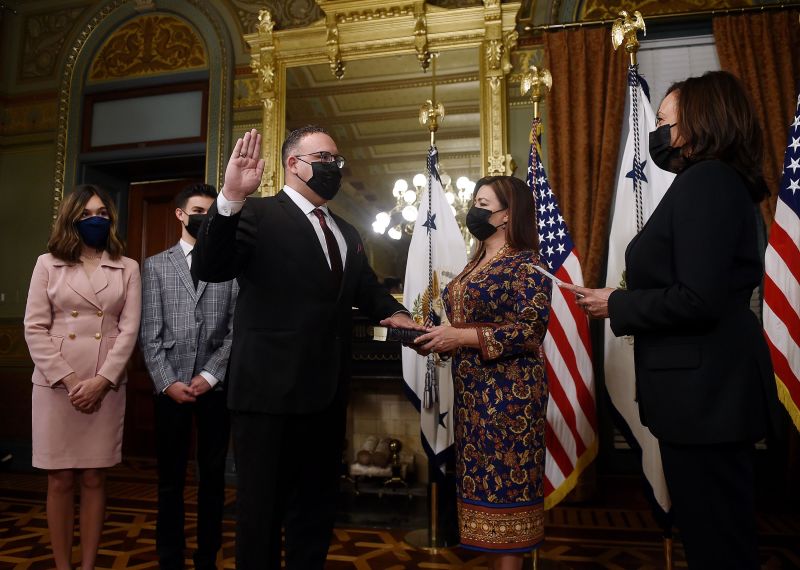 A New Education Secretary Has Been Sworn In What Are The Next Steps   210303113703 Miguel Cardona Swearing In 0302 