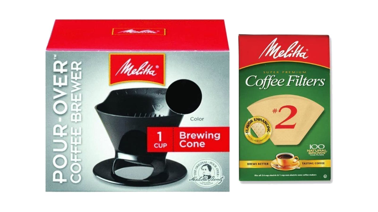 Melitta Coffee Maker, Single Cup Pour-Over Brewer with Travel Mug, Black, 2 Pack