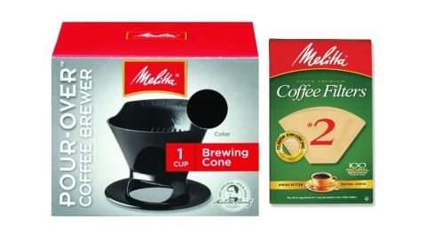 Melitta Pour-Over Coffee Cone Brewer and No. 2 Filter Set