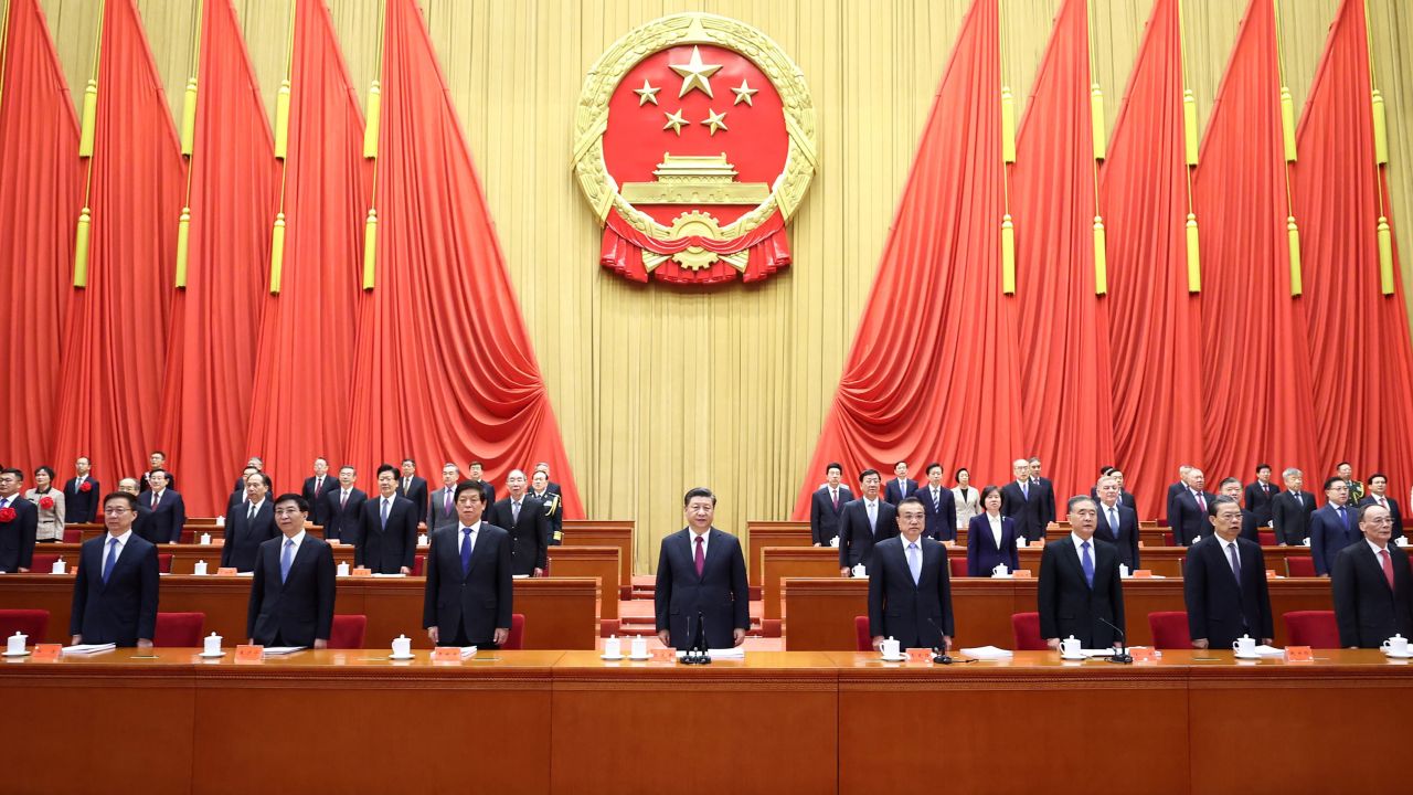 President Xi Jinping and the Politburo Standing Committee attend a grand gathering to mark the nation's poverty alleviation accomplishments at the Great Hall of the People in Beijing, capital of China, on February 25.