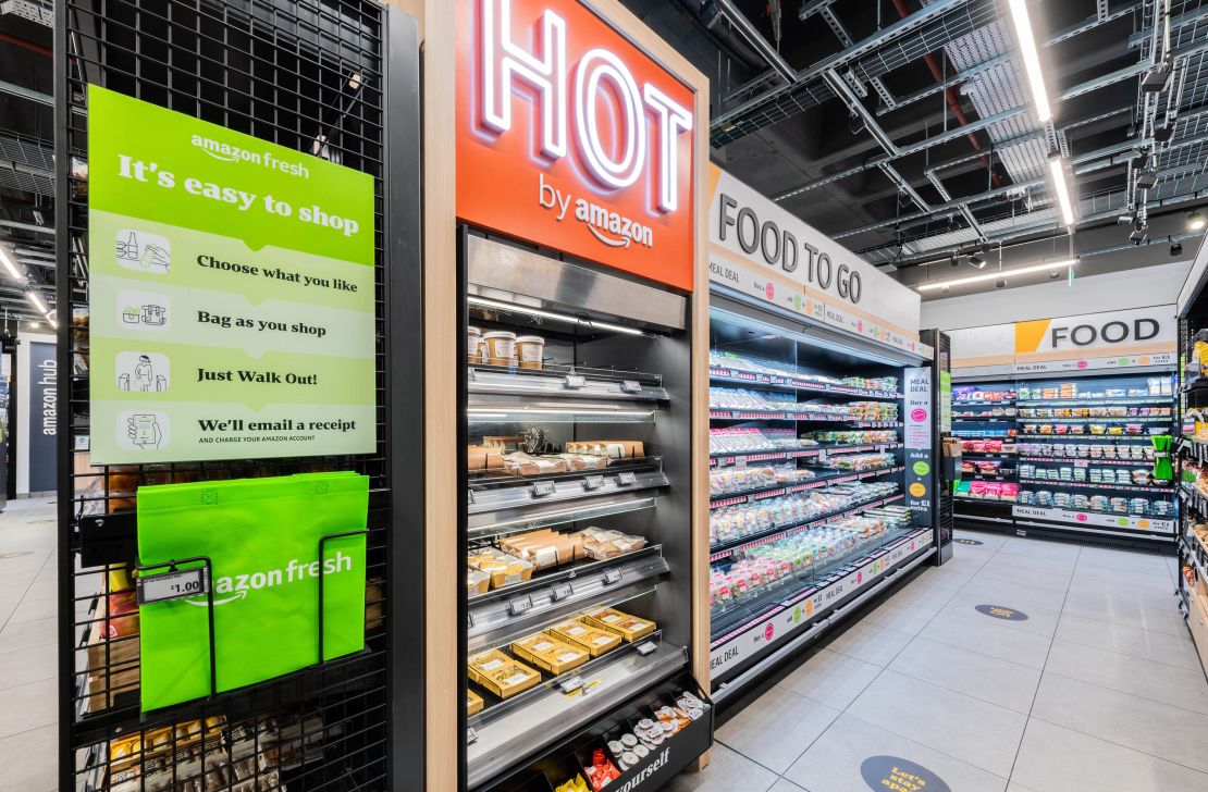The Amazon Fresh store in England is the company's first branded cashier-less store to open outside the US.