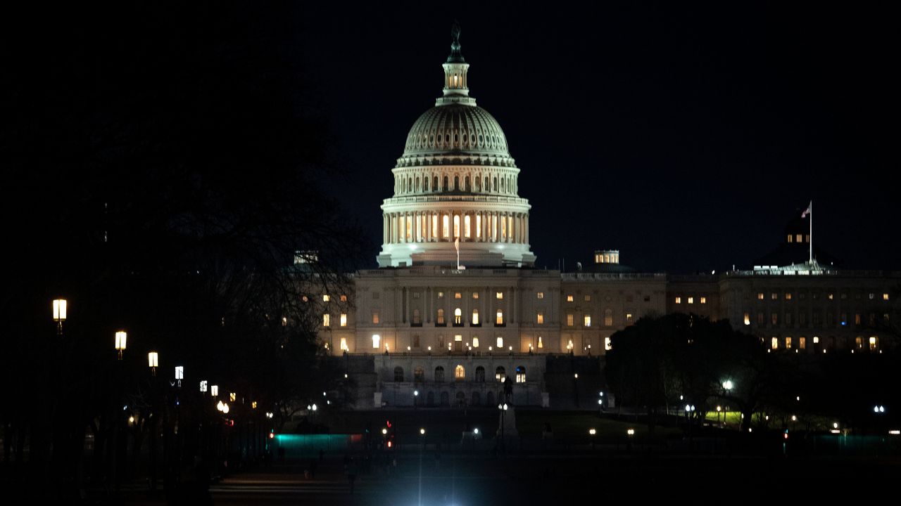 A view of Capitol Hill during heightened security concerns over possible protests or violence tomorrow March 3, 2021, in Washington, DC. - Washington's security posture has been bolstered after threats of a possible March 4, 2021, "breach" of the US Capitol, with the House of Representatives changing its voting plans to avoid gathering members on a day of potential unrest. (Photo by Brendan Smialowski / AFP) (Photo by BRENDAN SMIALOWSKI/AFP via Getty Images)