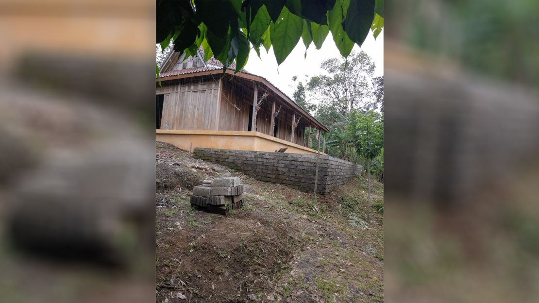 Denham's reassembled T-shaped home.