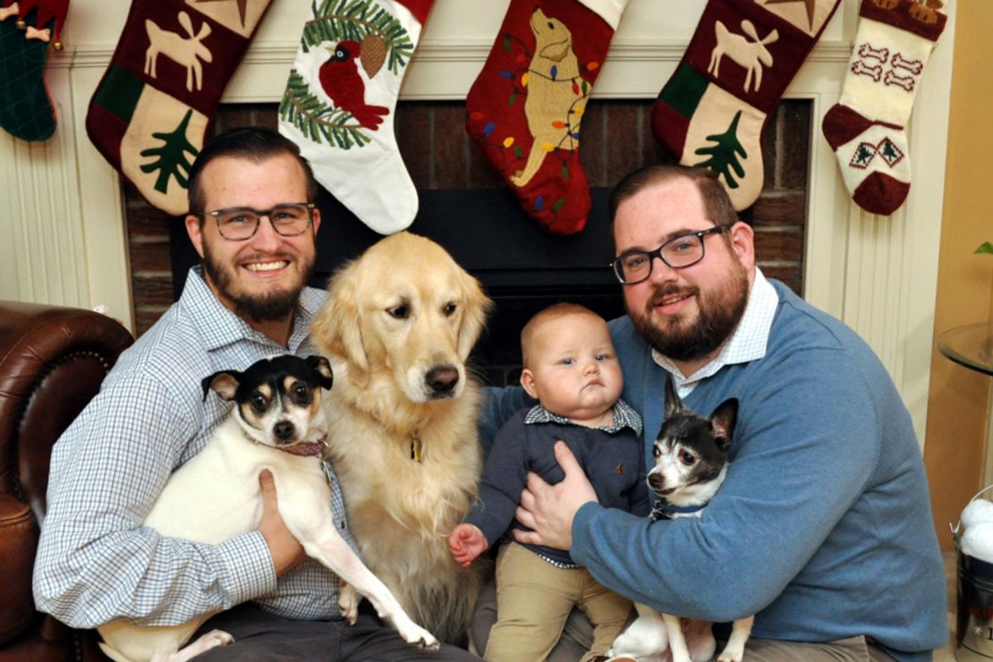 Rob and Brandon Schulz-Koller's first Christmas with their son Kobe.