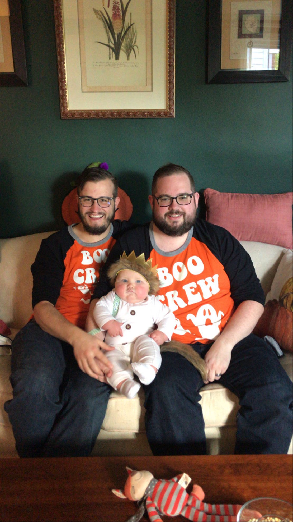 Rob and Brandon Schulz-Koller celebrate their first Halloween with Kobe.