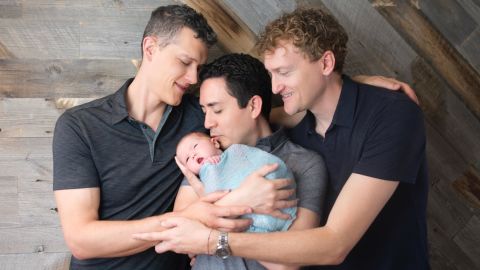 The men's California household now includes a second child -- a son -- and two dogs.