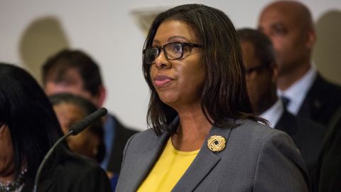 New York City Public Advocate Letitia James speaks after a grand jury decided not to indict New York Police Officer Daniel Pantaleo in Eric Garner's death, on December 3, 2014 in the Staten Island borough of New York City.