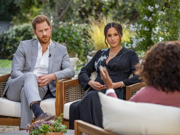 Harry and Meghan give an <a href="index.php?page=&url=https%3A%2F%2Fwww.cnn.com%2F2021%2F03%2F07%2Fuk%2Foprah-harry-meghan-interview-intl-hnk%2Findex.html" target="_blank">interview to Oprah Winfrey</a> that aired in the United States in March 2021. It was their first sit-down appearance since leaving Britain. Meghan described herself as the victim of an image-obsessed Buckingham Palace, which weighed in on everything from how dark her son Archie's skin color would be to how often she went to lunch with friends.