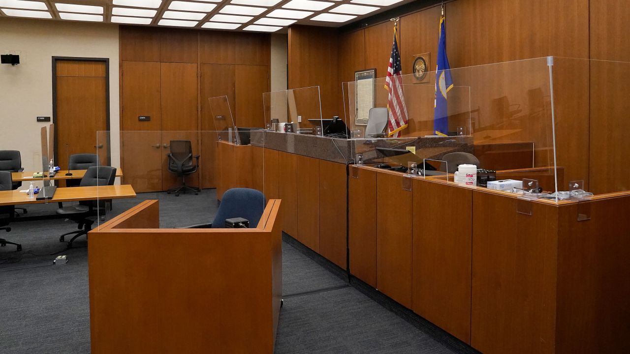Plexiglass barriers to limit the spread of Covid-19 have been installed in the courtroom at the Hennepin County Government Center.