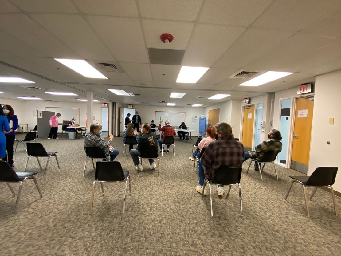 Patients are being monitored for 15 minutes after they get their innoculation at Cobre Valley Regional Meidcal Center.