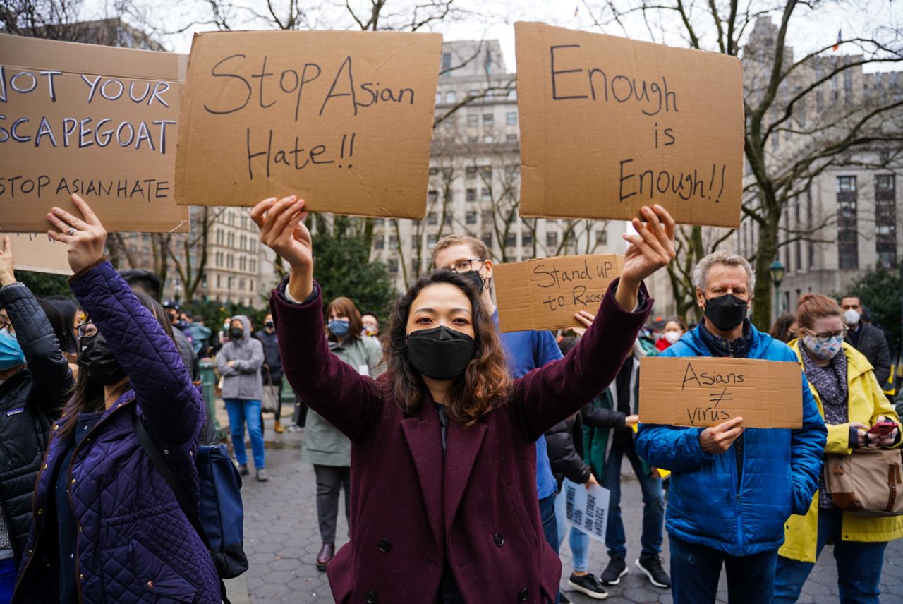 People in New York City's Foley Square participate in a rally Saturday, February 27, <a href="https://www.cnn.com/2021/02/28/us/nyc-rally-against-anti-asian-violence/index.html" target="_blank">to protest a wave of attacks on Asian Americans.</a>
