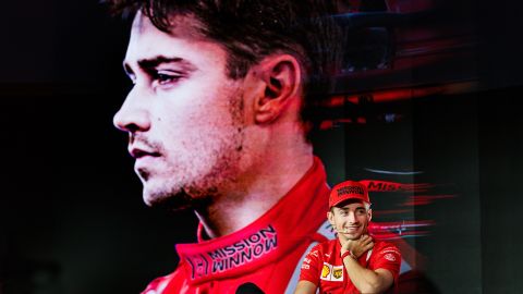 Leclerc during the season-opening press conference.