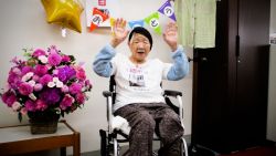 screengrab Japan oldest woman Olympics torchbearer Kane Tanaka