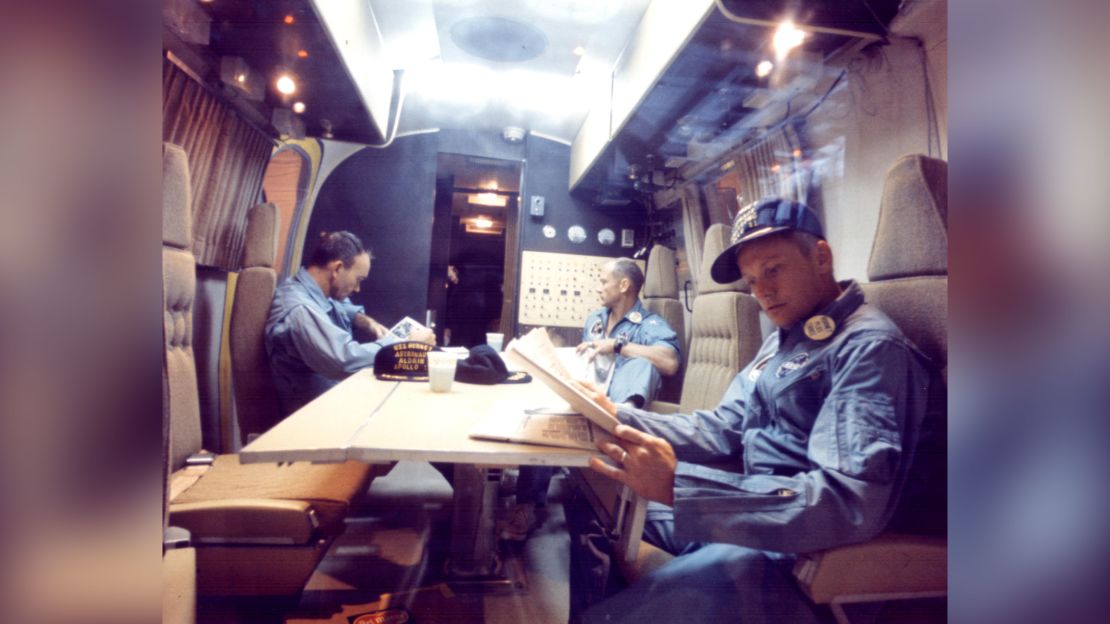 The astronauts spent two days in the Mobile Quarantine Facility, a modified Airstream trailer.