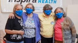 Sisters: Rose Ramsey, Edith Camp, Nora McDonald, and Bernice Cecil receive the second dose of the Pfizer BioNTech Covid-19 vaccint at Inspira Medical Center Mullica Hill.