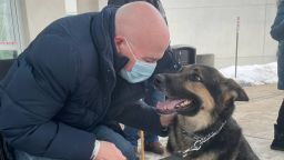Brian Myers and his rescue dog Sadie are reunited after she saved his life. 