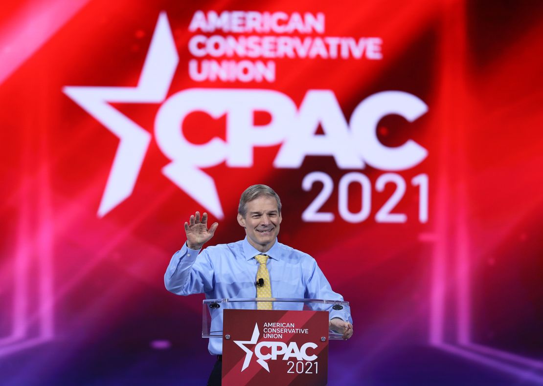 U.S. Rep. Jim Jordan speaks at the 2021 Conservative Political Action Conference in Orlando, Florida. 