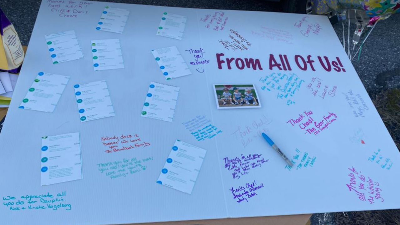 The large card residents of Dauphin, Pennsylvania, gave UPS driver Chad Turns to thank him for his hard work during the pandemic.
