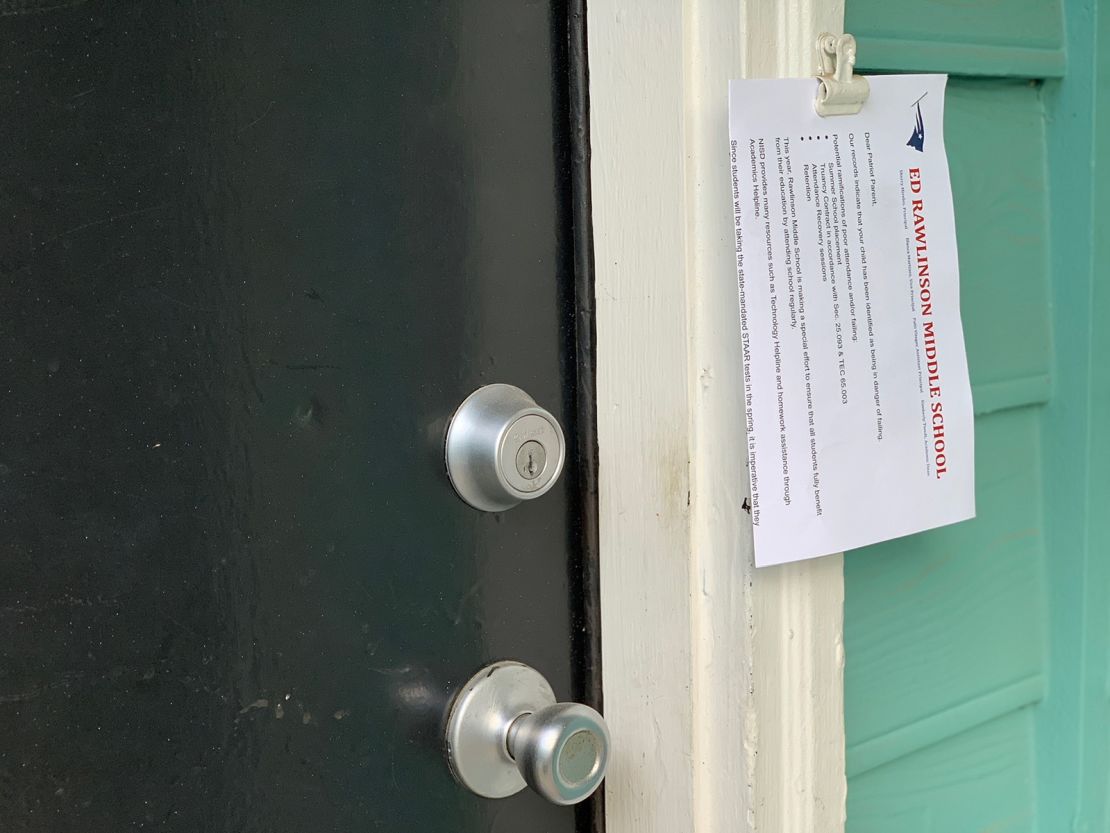 A letter left at the home of a student during the teachers' home visits.