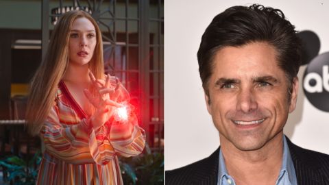 John Stamos met Elizabeth Olsen on the set of Full House where her then famous twin sisters, Mary Kate and Ashley, played Michelle. 