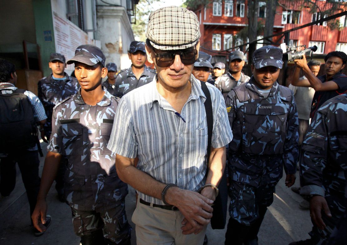 Sobhraj leaves Kathmandu district court after a hearing on May 31, 2011.