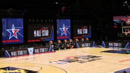 ATLANTA, GA - MARCH 6:  A general view of State Farm Arena during NBA All-Star 2021 on March 6, 2021 at State Farm Arena in Atlanta, Georgia. NOTE TO USER: User expressly acknowledges and agrees that, by downloading and or using this photograph, User is consenting to the terms and conditions of the Getty Images License Agreement. Mandatory Copyright Notice: Copyright 2021 NBAE (Photo by Joe Murphy/NBAE via Getty Images)