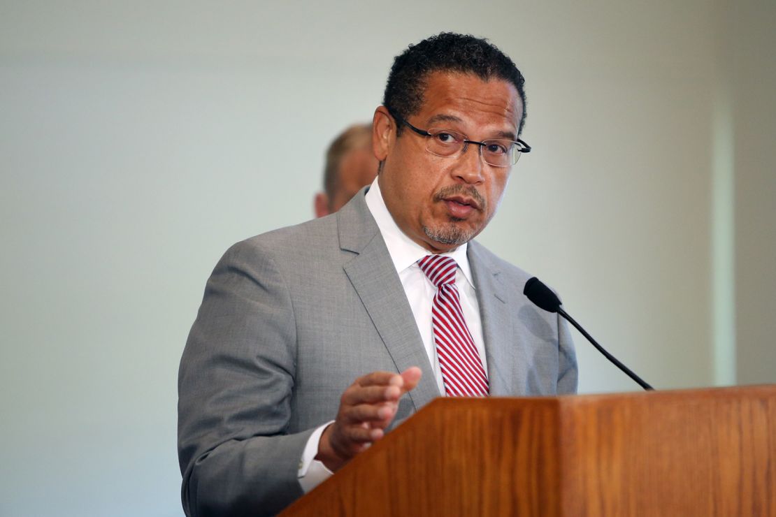 Minnesota Attorney General Keith Ellison announces charges against former Minneapolis police officers on June 3, 2020 in St Paul, Minnesota. 