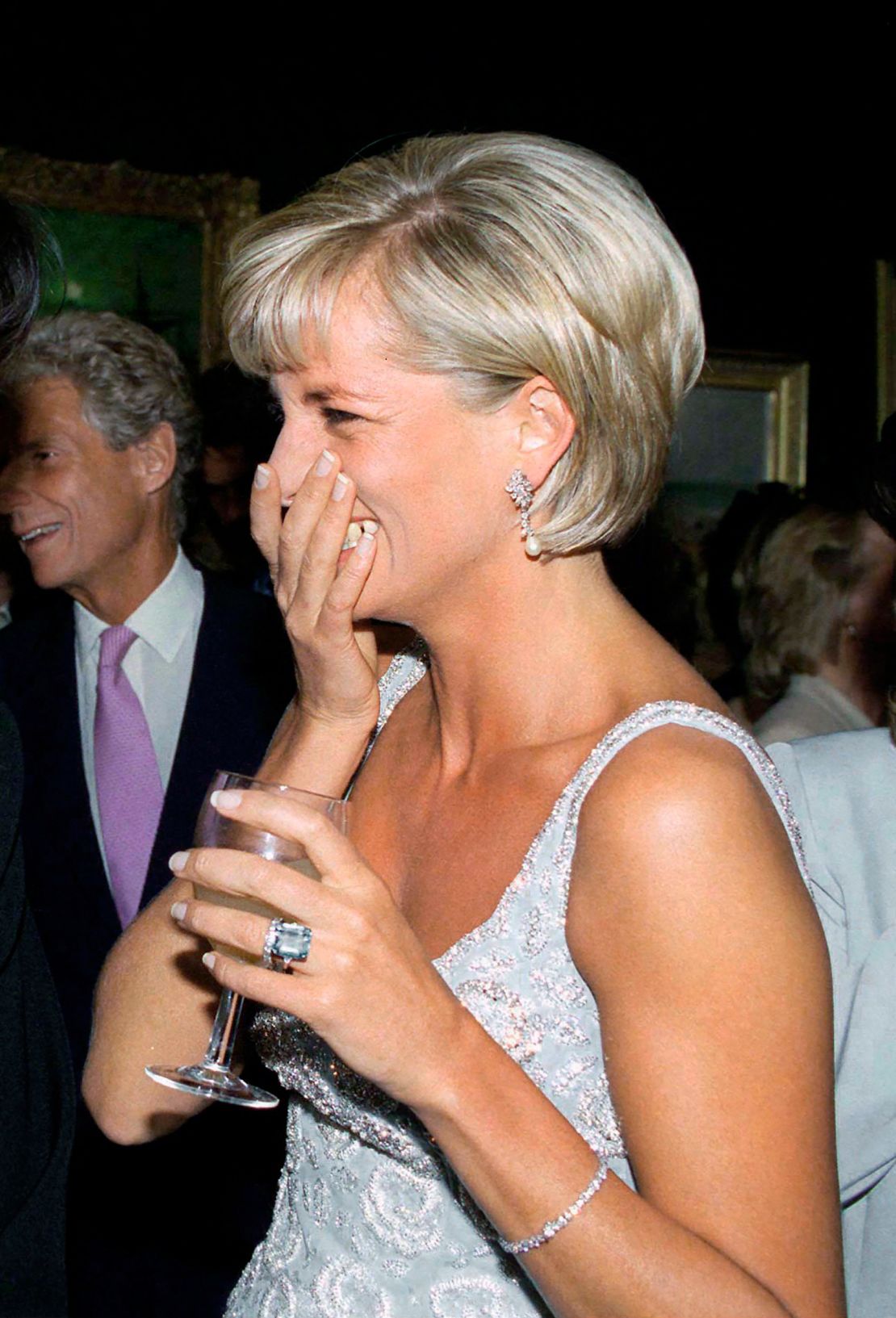 Diana, Princess Of Wales, seen wearing the bracelet at a Christie's party in 1997.