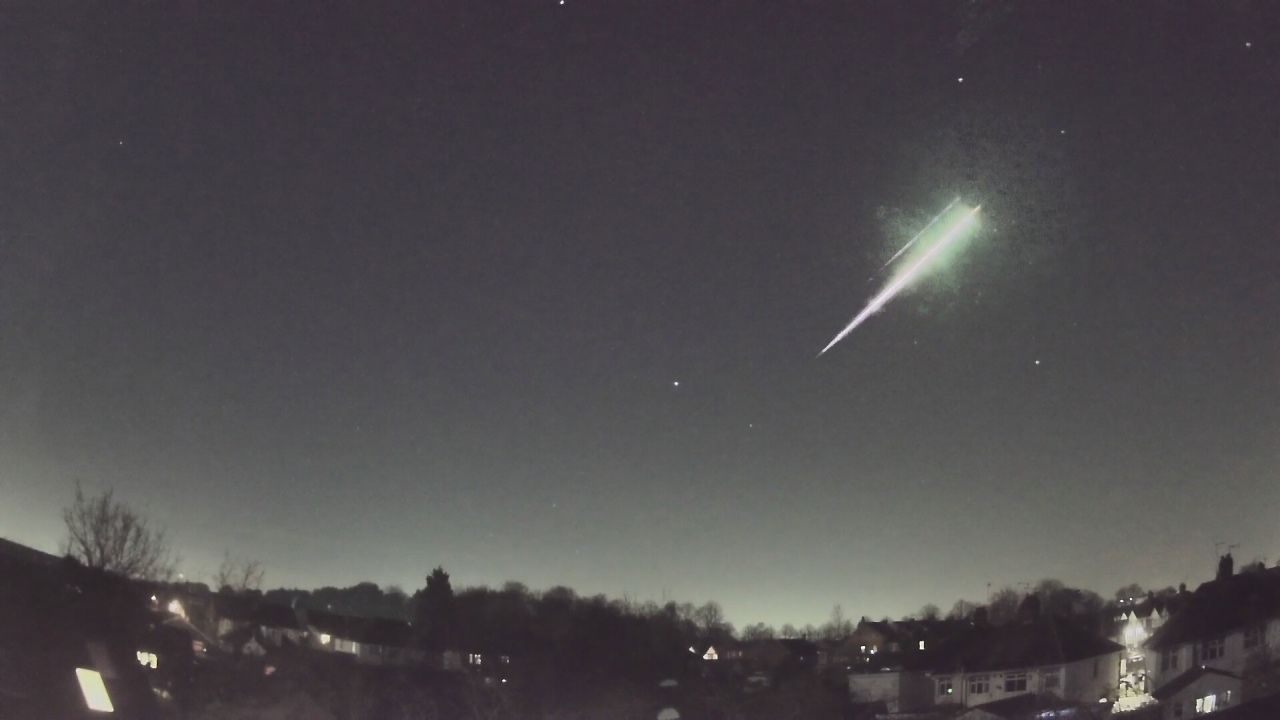 The meteorite produced a fireball in the night sky as it entered Earth's atmosphere.