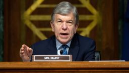 WASHINGTON, DC - JULY 2: US Senator Roy Blunt, Republican of Missouri and chairman of the Departments of Labor, Health and Human Services, Education and Related Agencies subcommittee, speaks during a US Senate Appropriations subcommittee hearing on the plan to research, manufacture and distribute a coronavirus vaccine, known as Operation Warp Speed, July 2, 2020 on Capitol Hill in Washington, DC. (Photo by Saul Loeb/Pool/Getty Images)