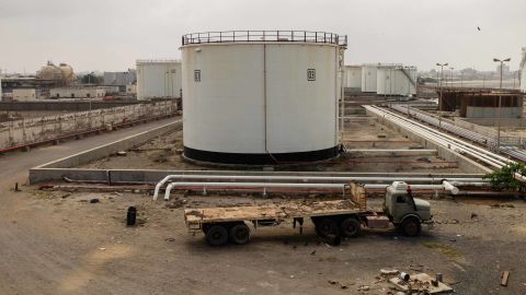 The port of Hodeidah's fuel storage facility, running dry. The last shipment of oil arrived on December 30 last year.