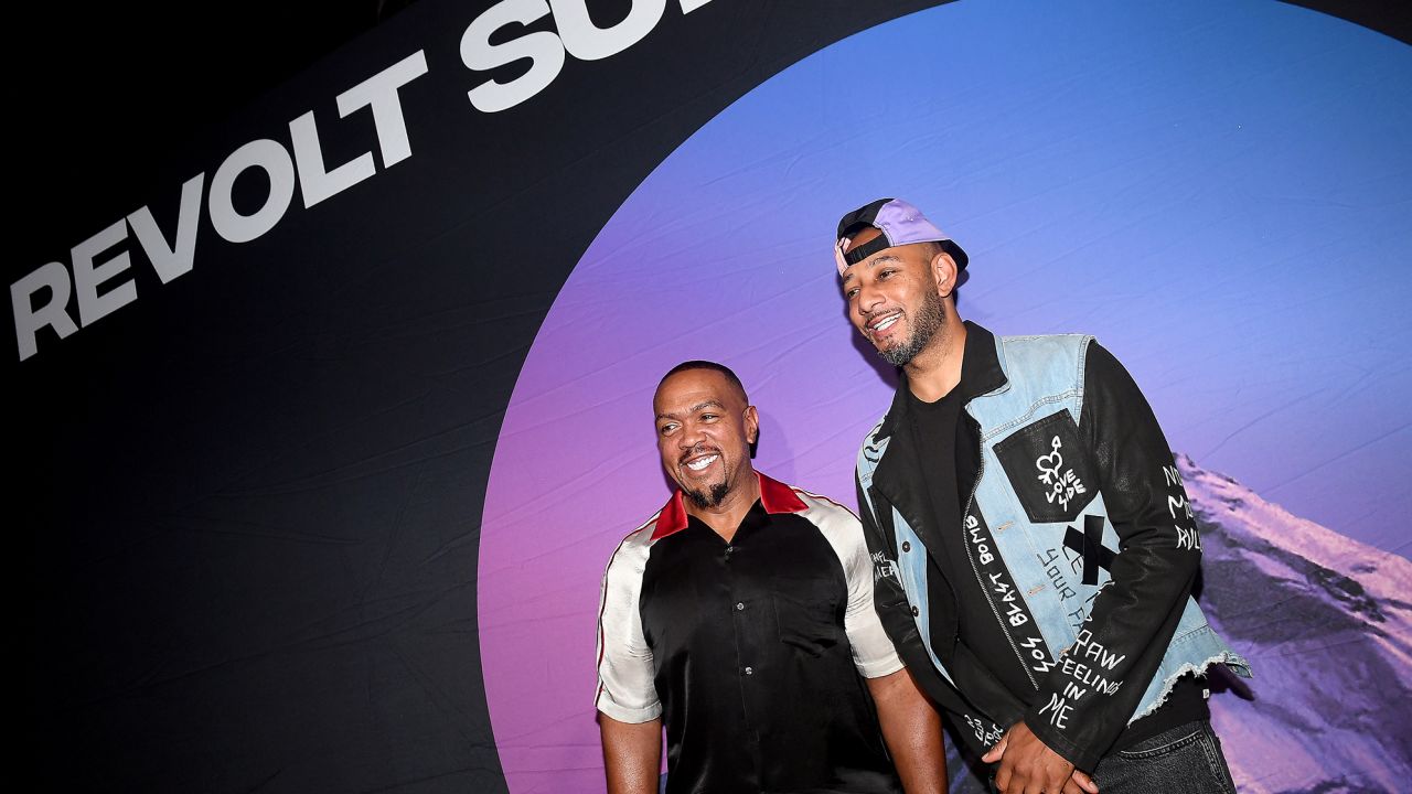 Artists Timbaland and Swizz Beatz attend day 1 of REVOLT Summit x AT&T Summit on September 12, 2019 in Atlanta.