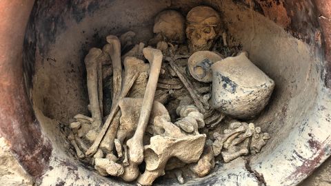 A man and a woman were found buried in the tomb.