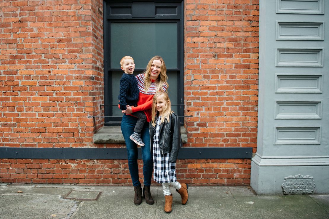 Hannah Blackbourn, with son Reece and daughter Hudson, said she prefers remote learning over the hybrid model.