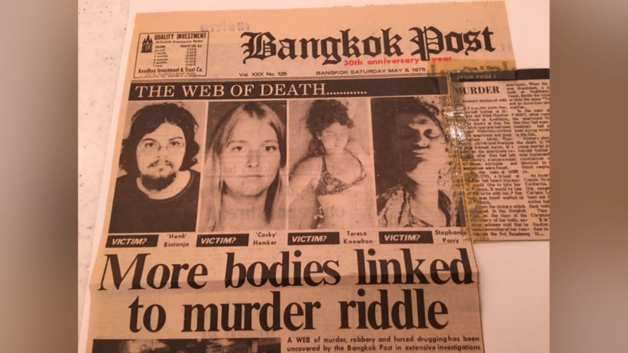 Web of Death: Reports of the murders hit the  Bangkok Post's front page on May 8, 1976. 