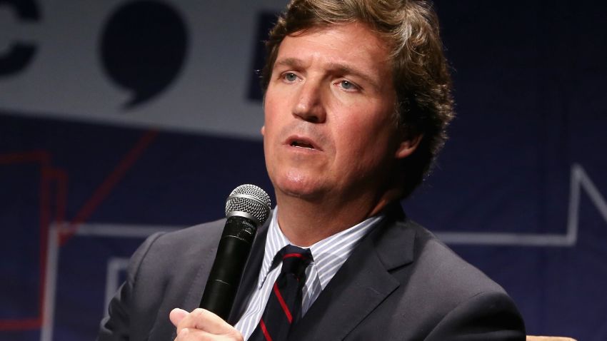 LOS ANGELES, CA - OCTOBER 21:  Tucker Carlson speaks onstage during Politicon 2018 at Los Angeles Convention Center on October 21, 2018 in Los Angeles, California.  (Photo by Rich Polk/Getty Images for Politicon )
