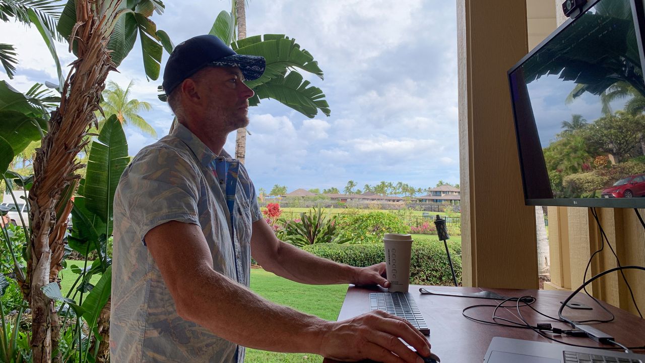 Alan Gilchrest, who works for LivePerson, relocated from Seattle to Hawaii when his company went  remote last March. He currently works from his lanai-turned-home-office, at his home on the Big Island. 
