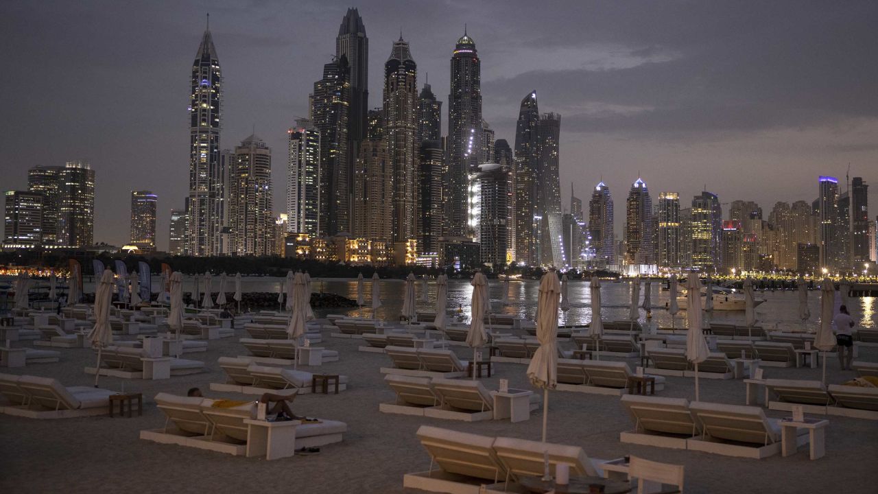 Dubai's skyline in February. The city welcomed a flurry of tourists from the UK and elsewhere at the start of the year, before a surge in Covid-19 cases forced it to tighten restrictions.
