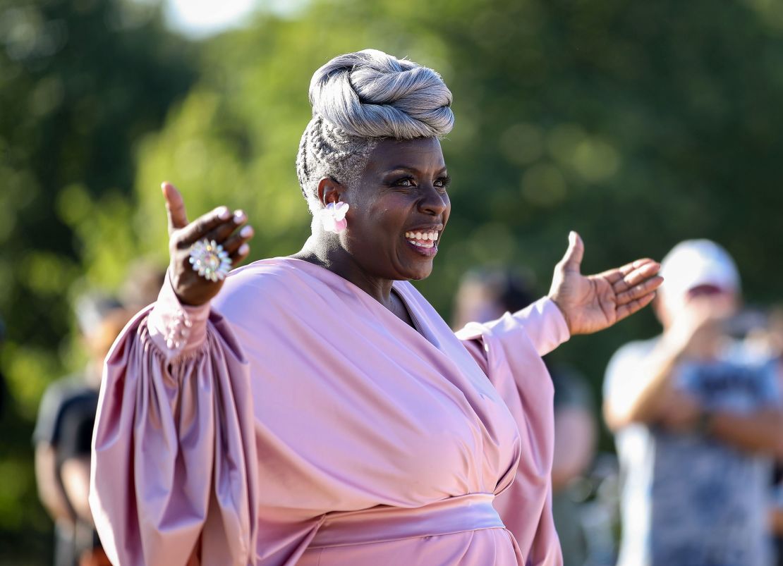 Karen Gibson and The Kingdom Choir perform outside Kensington Palace on July 24, 2018 in London, England.