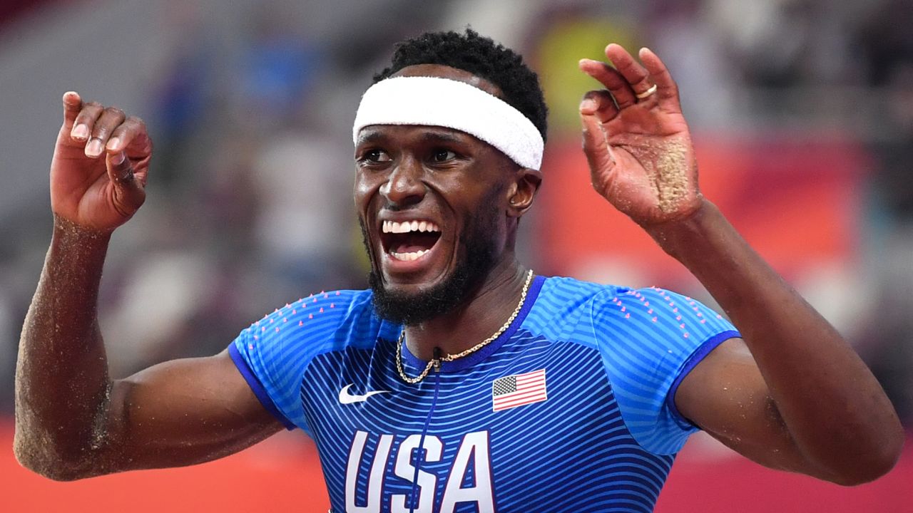 Claye competes in the men's triple jump final at the 2019 IAAF World Athletics Championships.