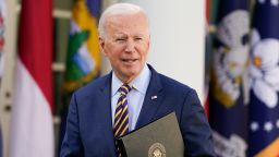 President Joe Biden looks on after speaking about the American Rescue Plan, a coronavirus relief package, in the Rose Garden of the White House, Friday, March 12, 2021, in Washington. 
