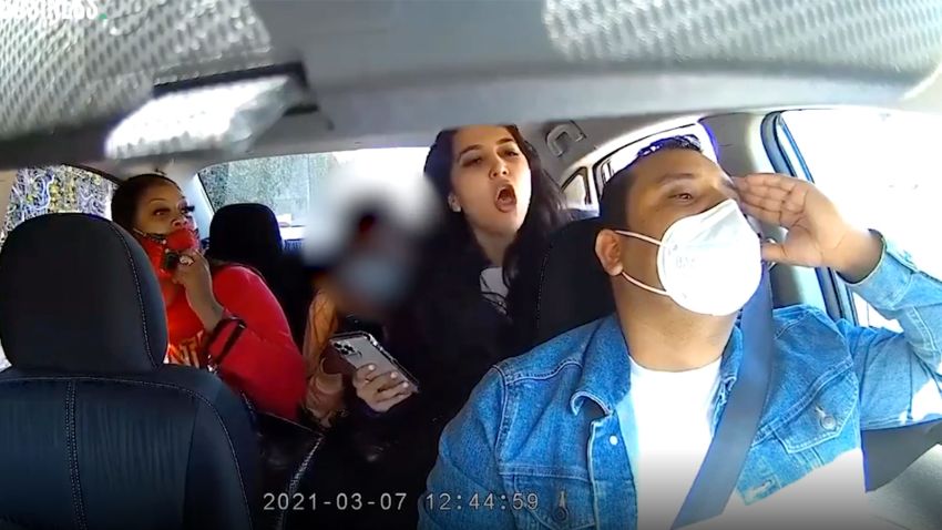 Driver Subhakar Khadka cancelled an Uber ride after a passenger refused to wear a mask. The tense conflict that followed was recorded on the driver's dashcam. CNN has blurred a portion of this image.