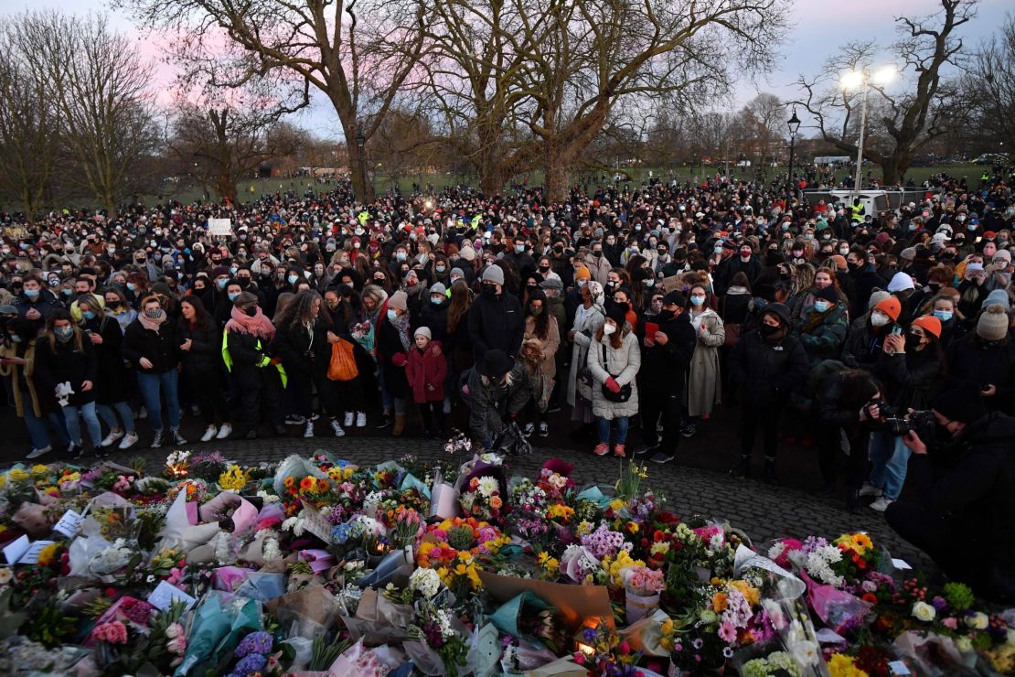Mourners laid flowers and put down candles at the memorial in Clapham.
