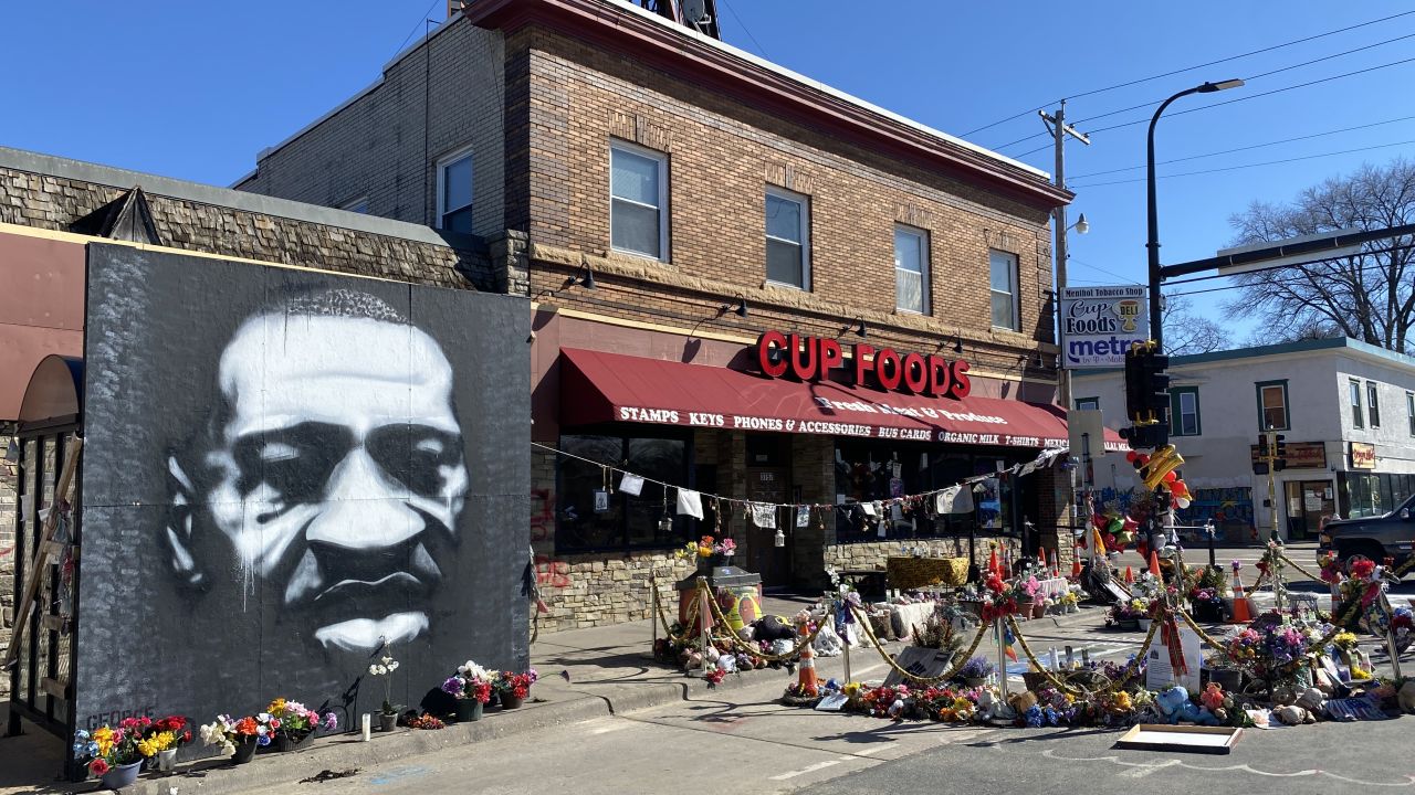 The memorials to George Floyd are cleaned and tidied every day.