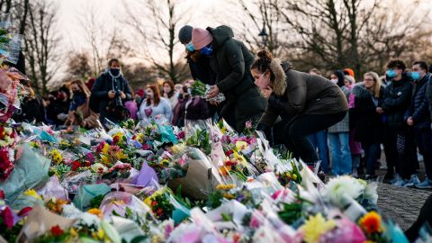 Floral tributes were laid at the Saturday vigil for Sarah Everard in London.