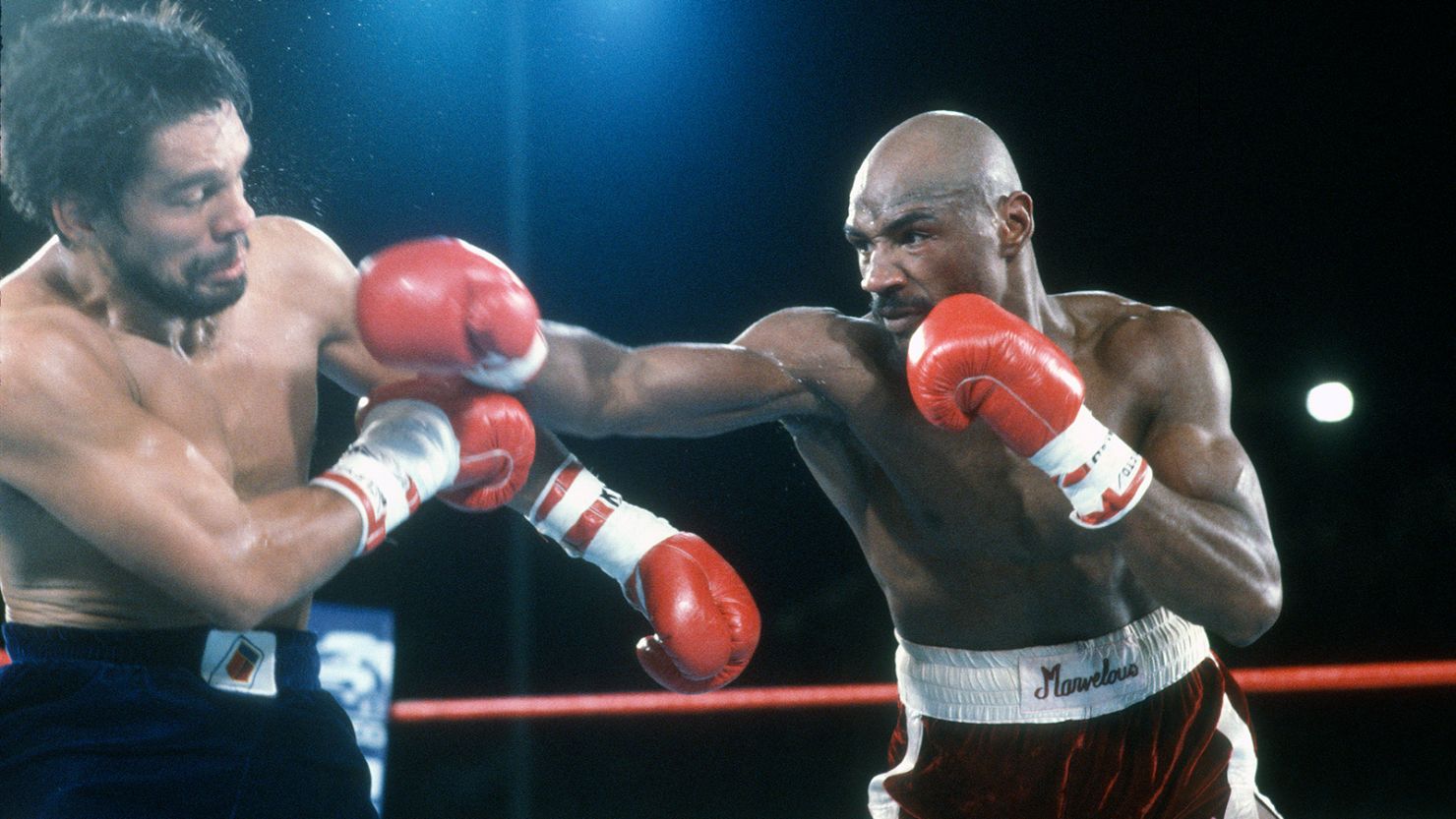 Marvin Hagler fights Roberto Duran for the WBA, WBC and IBF Middleweight titles on November 10, 1983 in Las Vegas. Hagler died Saturday at the age of 66.