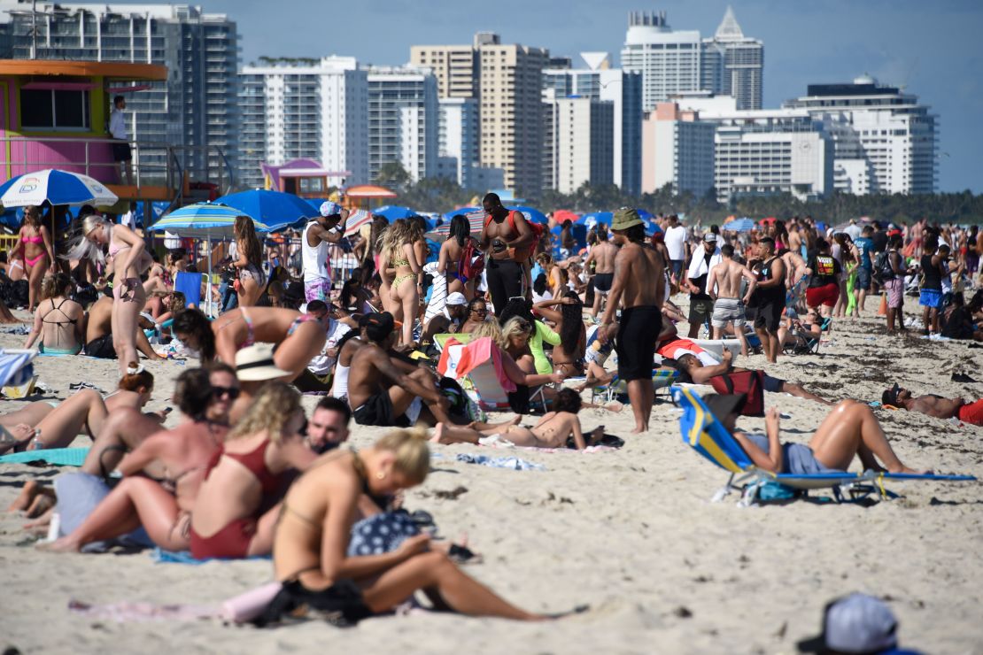 Spring breakers flocked to South Beach in Miami Beach, Florida, on Saturday.