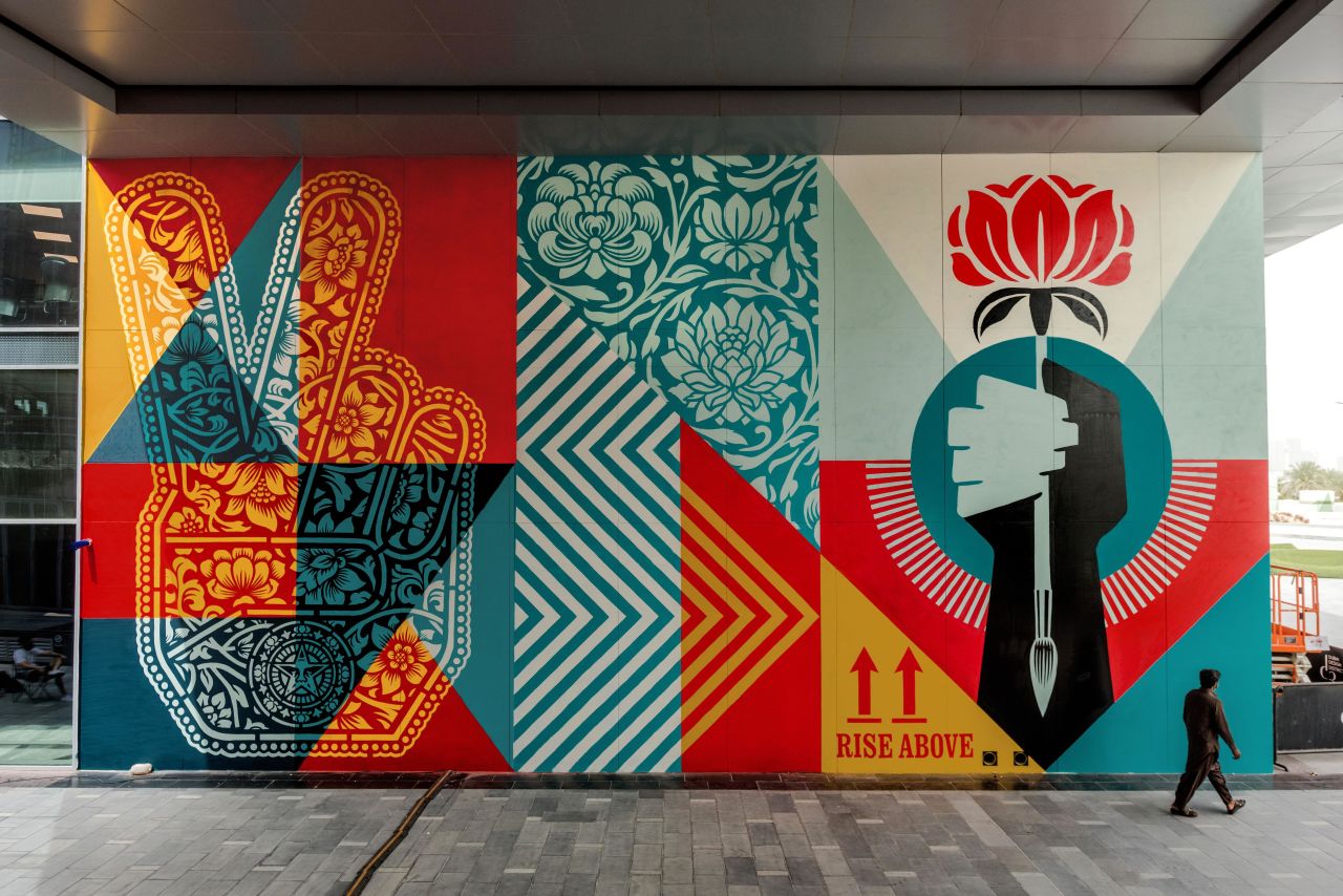 "Rise Above Peace Fingers" by Shepard Fairey.
