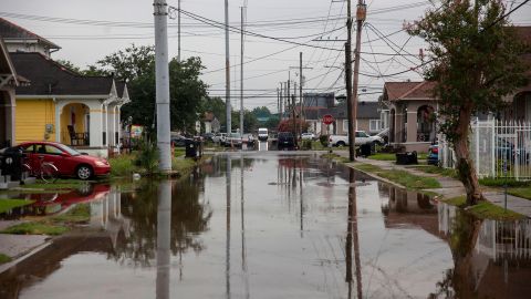 S Telemachus Street in New Orleans is flooded after flash floods struck the area early on July 10, 2019.