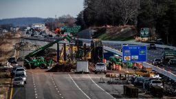 MANASSAS, VA - December 03: View looking east from the Groveton road overpass as construction continues on the widening of Interstate 66, outside the Beltway, during a pandemic influenced reduction in traffic, in Manassas, VA on December 03. (Photo by Bill O'Leary/The Washington Post via Getty Images)